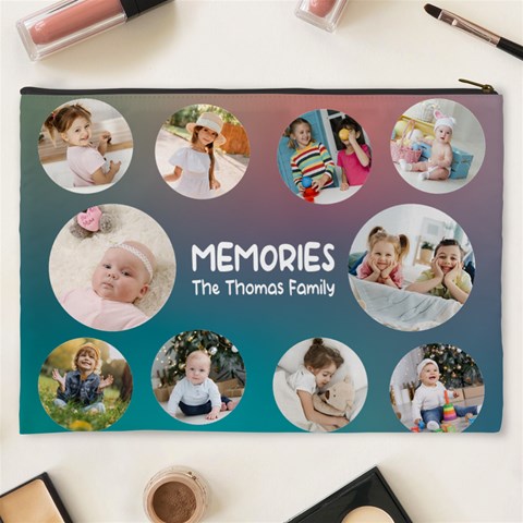 Personalized Photo Any Text Family Name Cosmetic Bag By Joe Back