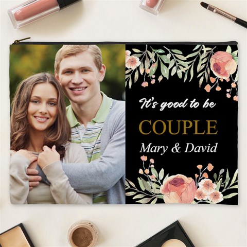 Personalized Photo Couple Name Any Text Cosmetic Bag By Joe Front
