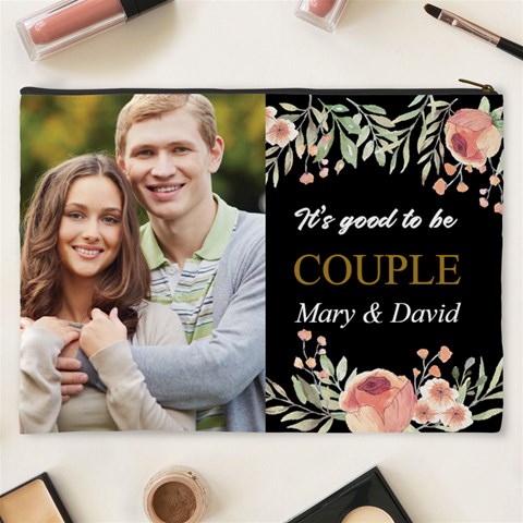 Personalized Photo Couple Name Any Text Cosmetic Bag By Joe Back