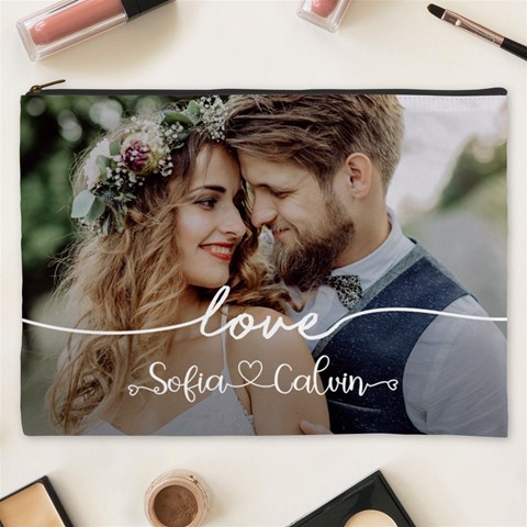 Personalized Love Couple Wedding Name Cosmetic Bag By Joe Front