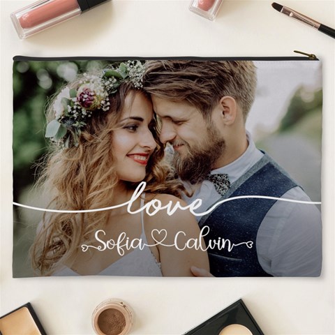 Personalized Love Couple Wedding Name Cosmetic Bag By Joe Back