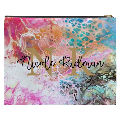 Personalized Initial Name Marble Cosmetic Bag By Joe Back