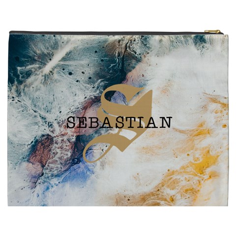 Personalized Initial Name Marble Cosmetic Bag By Joe Back