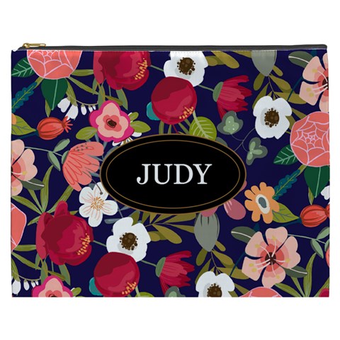 Personalized Floral Name Cosmetic Bag By Joe Front