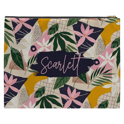 Personalized Tropical Name Cosmetic Bag By Joe Back