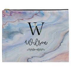 Personalized Initial Name Color Marble Cosmetic Bag