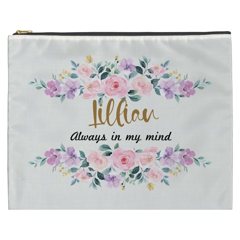 Personalized Floral Pattern Always In My Mind Name Cosmetic Bag By Joe Front