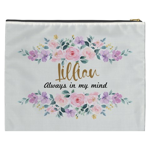 Personalized Floral Pattern Always In My Mind Name Cosmetic Bag By Joe Back