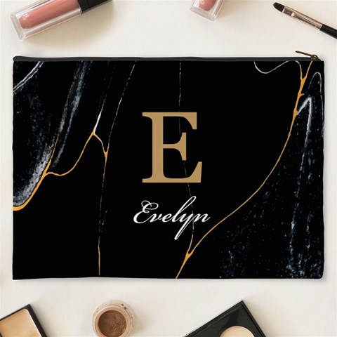 Personalized Initial Name Marble Cosmetic Bag By Joe Back