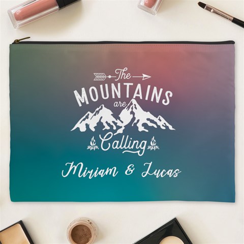 Personalized The Mountain Are Calling Name Cosmetic Bag By Joe Front