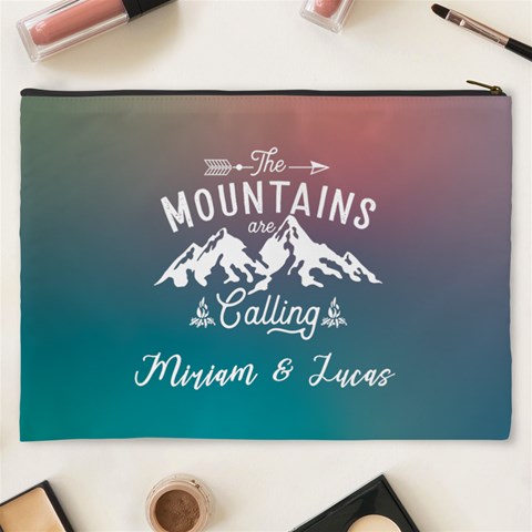 Personalized The Mountain Are Calling Name Cosmetic Bag By Joe Back