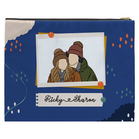 Personalized Photo Illustration Lover Name Cosmetic Bag By Joe Back