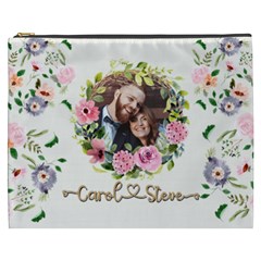 Personalized Floral wreath Love Photo Name Cosmetic Bag (7 styles) - Cosmetic Bag (XXXL)
