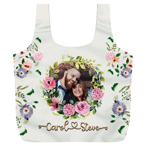 Personalized Floral Wreath Love Photo Name Recycle Bag By Joe Front
