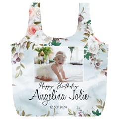 Personalized Photo Floral Baby Birthday Name Any Text Recycle Bag (6 styles) - Full Print Recycle Bag (XXXL)