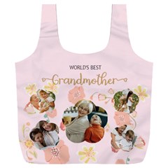 Personalized 5 Photo Floral Worlds Best Grandmother Any Text Recycle Bag (6 styles) - Full Print Recycle Bag (XXXL)