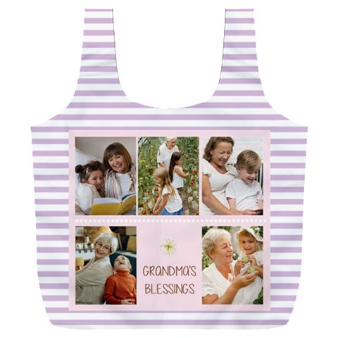 Personalized Photo Stripe Pattern Blessings Recycle Bag By Joe Front