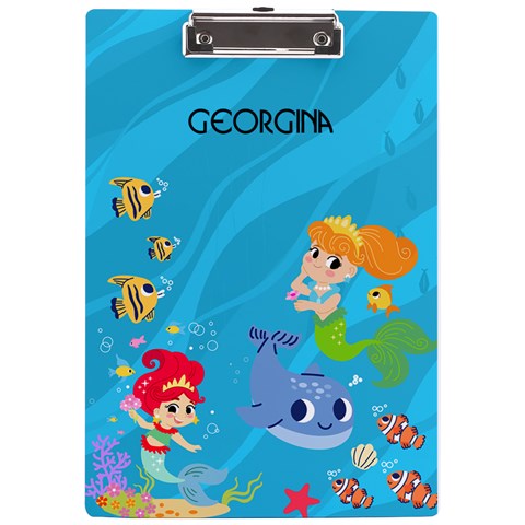Personalized Mermaid Name A4 Acrylic Clipboard By Katy Front