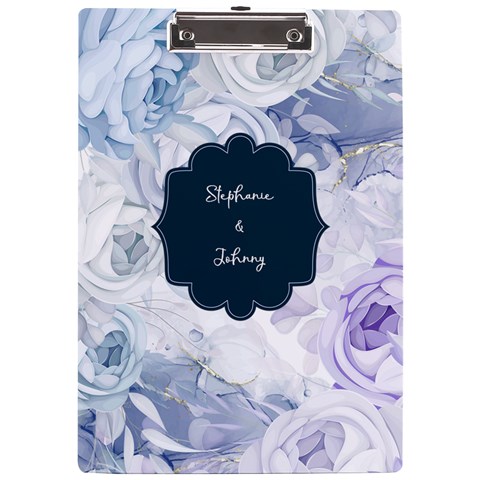 Personalized Blue Rose Name A4 Acrylic Clipboard By Katy Front