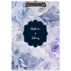 Personalized Blue Rose Name A4 Acrylic Clipboard