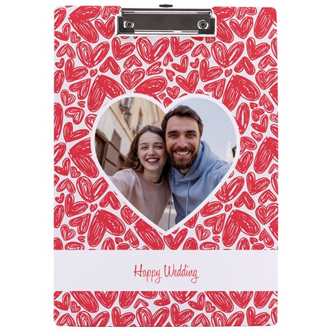 Personalized Full Heart Photo Name A4 Acrylic Clipboard By Katy Front