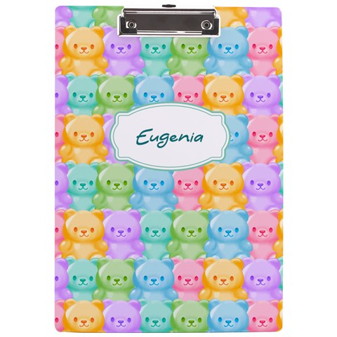 Personalized Candy Bear Name A4 Acrylic Clipboard By Katy Front