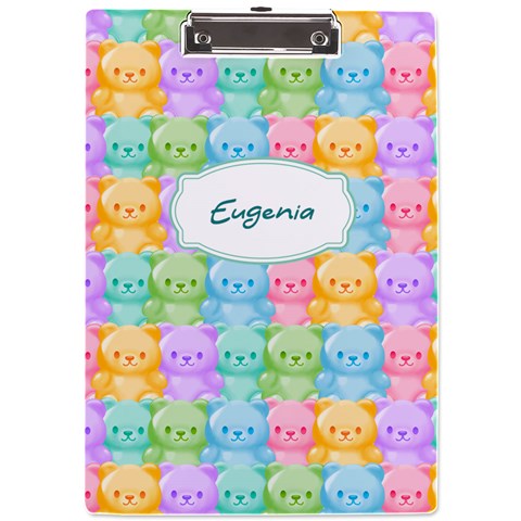 Personalized Candy Bear Name A4 Acrylic Clipboard By Katy Front