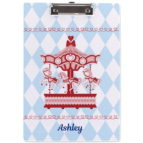 Personalized Carousel Name A4 Acrylic Clipboard By Katy Front