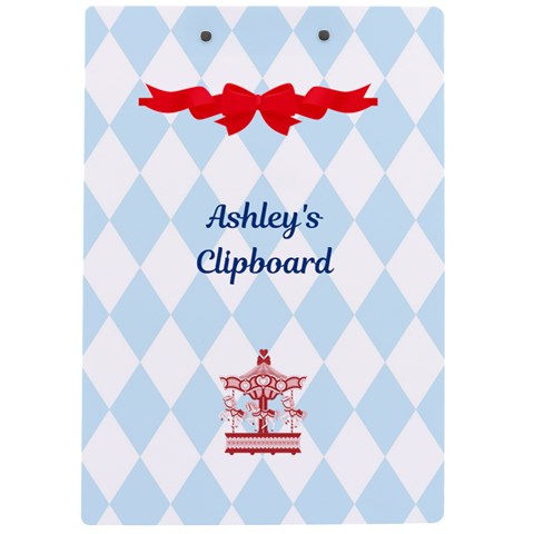 Personalized Carousel Name A4 Acrylic Clipboard By Katy Back