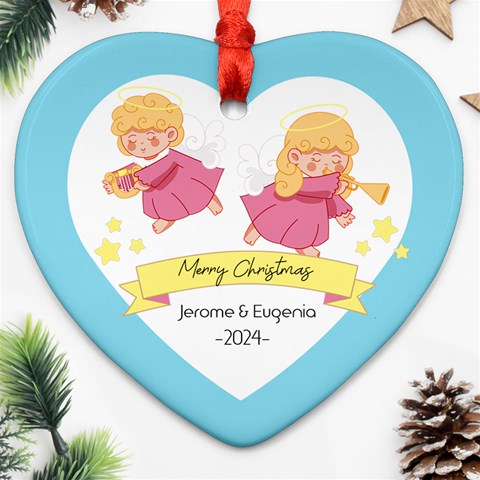 Personalized Angel Name Heart Ornament (two Sides) By Katy Front