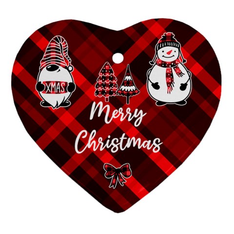 Personalized Checked Name Heart Ornament (two Sides) By Katy Front