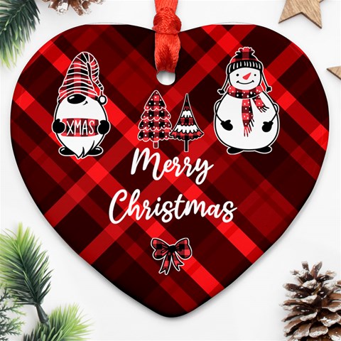 Personalized Checked Name Heart Ornament (two Sides) By Katy Front