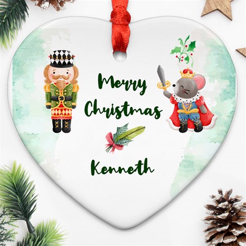 Personalized Nutcracker Name Heart Ornament (two Sides) By Katy Front