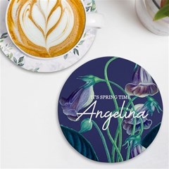 Personalized Floral Spring Time Name Round Tile Coaster - UV Print Round Tile Coaster