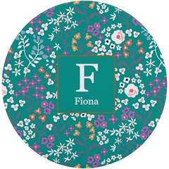 Personalized Floral Pattern Initial Name Round Tile Coaster - UV Print Round Tile Coaster