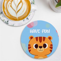 Personalized Animal Illustration Any Text Round Tile Coaster