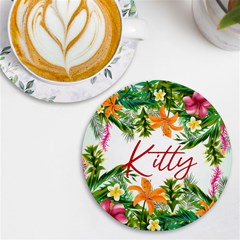Personalized Tropical Fruit Any Text Name Round Tile Coaster
