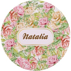 Personalized Hand Drawn Floral Any Text Name Round Tile Coaster - UV Print Round Tile Coaster