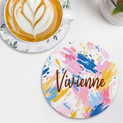 Personalized Colorful Brush Name Round Tile Coaster