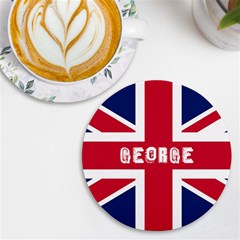 Personalized England Flag Name Round Tile Coaster - UV Print Round Tile Coaster