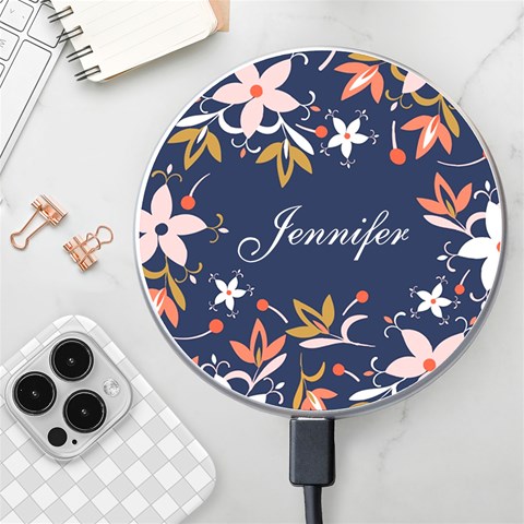 Personalized Floral Pattern Name Wireless Fast Charger By Joe Front