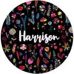 Personalized Floral Pattern Name Wireless Fast Charger - UV Print Round Tile Coaster