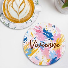 Personalized Colorful Brush Name Wireless Fast Charger - UV Print Round Tile Coaster