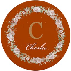 Personalized Initial Floral Wreath Any Text Name Wireless Fast Charger - UV Print Round Tile Coaster
