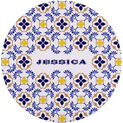 Personalized Traditional Tiles Pattern Any Text Name Wireless Fast Charger - UV Print Round Tile Coaster