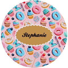 Personalized Icecream Dessert Initial Any Text Name Wireless Fast Charger - UV Print Round Tile Coaster