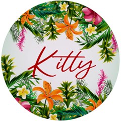 Personalized Tropical Fruit Any Text Name Wireless Fast Charger - UV Print Round Tile Coaster