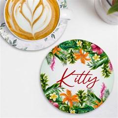 Personalized Tropical Fruit Any Text Name Wireless Fast Charger - UV Print Round Tile Coaster