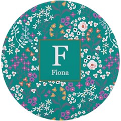 Personalized Floral Pattern Initial Name Wireless Fast Charger - UV Print Round Tile Coaster