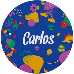 Personalized Childhood illustration Any Text Wireless Fast Charger - UV Print Round Tile Coaster